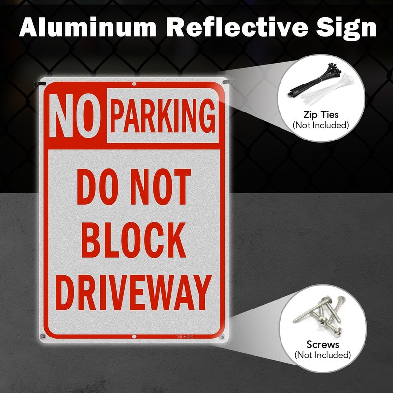 TR Large No Parking Sign Do Not Block Driveway Sign - 2 Pack - 14 x 10 Inches Rust Free .040 Aluminum Reflective - UV Protected, Waterproof and Fade Resistant - 6 Pre-drilled Holes - Image 5
